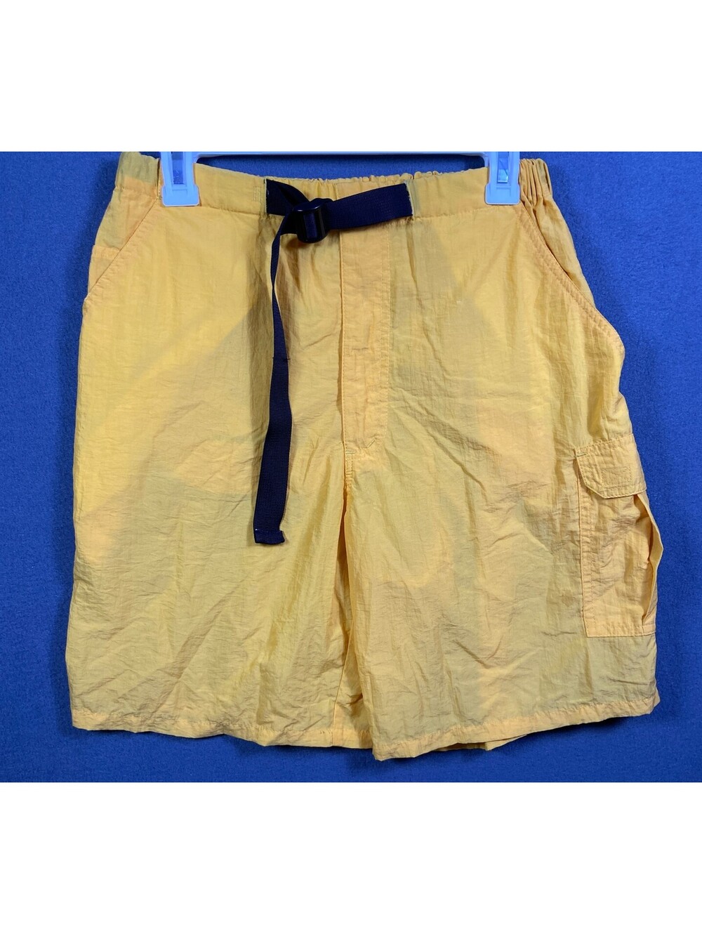 Cargo Shorts Mens Small Orange Nylon Elastic Belted Travel 8" Hiking Gorpcore